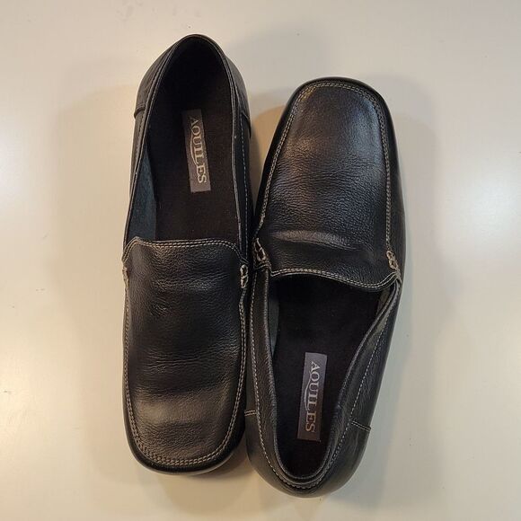 AQUILES  SQUARE TOE SLIP-ON WOMEN"S LEATHER FLAT SHOE - Picture 5 of 12